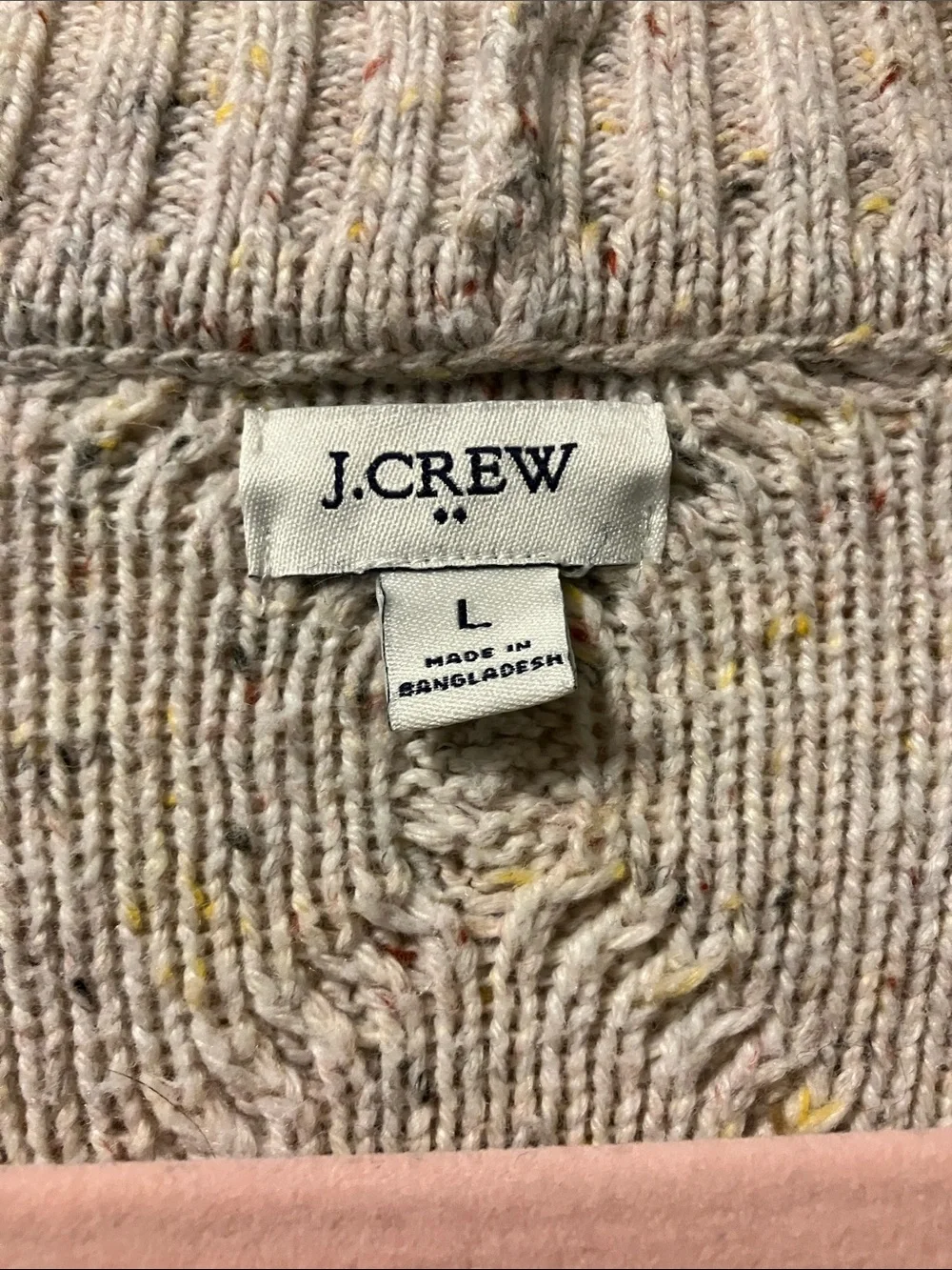 J. Crew Speckled Cream Cable Cardigan with Pockets